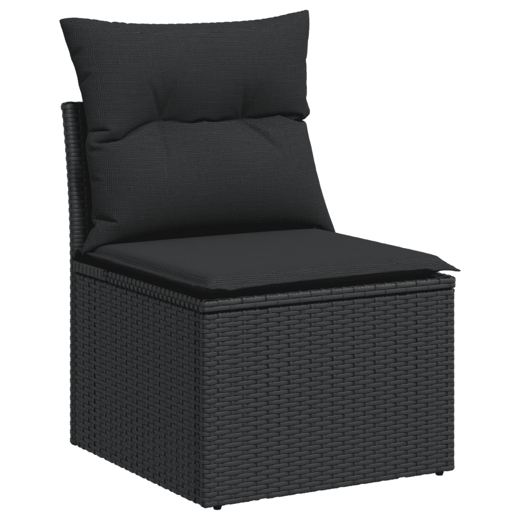 10-dijelni set vrtnih sofa s jastucima crni od poliratana Crna 65.5 x 62 x 69 cm