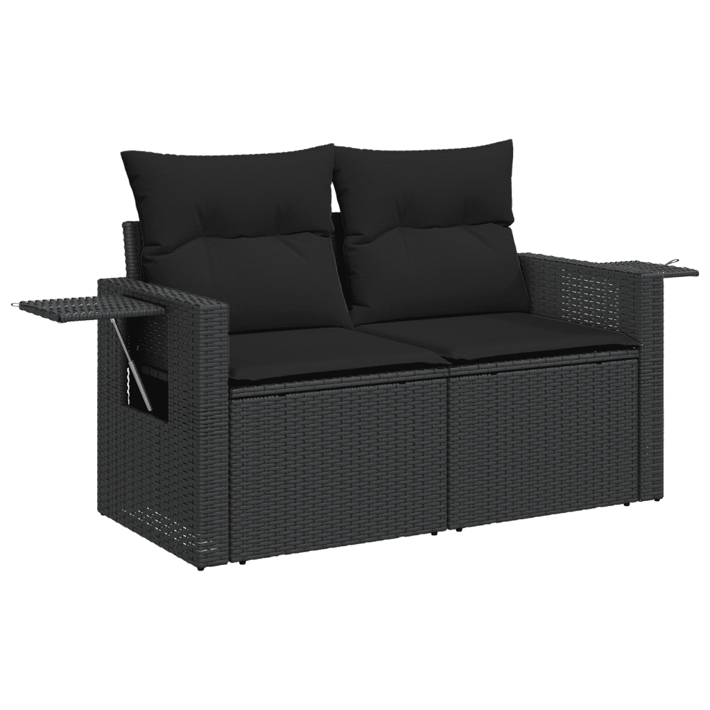 10-dijelni set vrtnih sofa s jastucima crni od poliratana Crna 65.5 x 62 x 69 cm