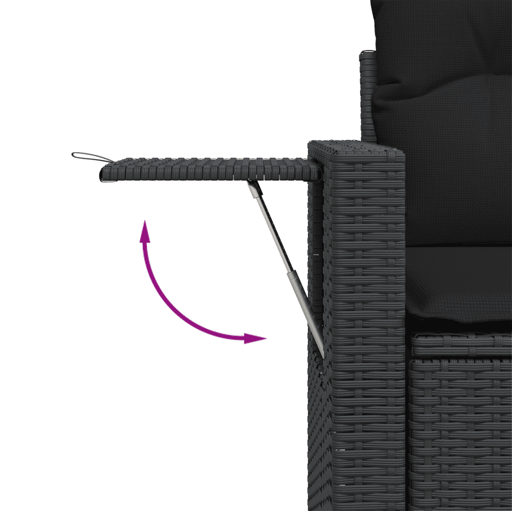 10-dijelni set vrtnih sofa s jastucima crni od poliratana Crna 65.5 x 62 x 69 cm