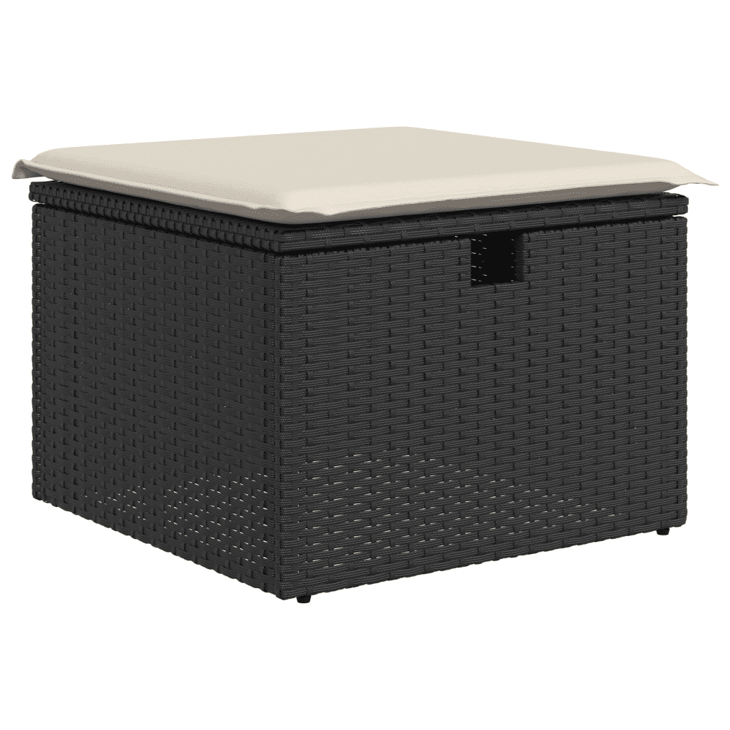 6-dijelni set vrtnih sofa s jastucima crni od poliratana Crna 70 x 62.5 x 69 cm
