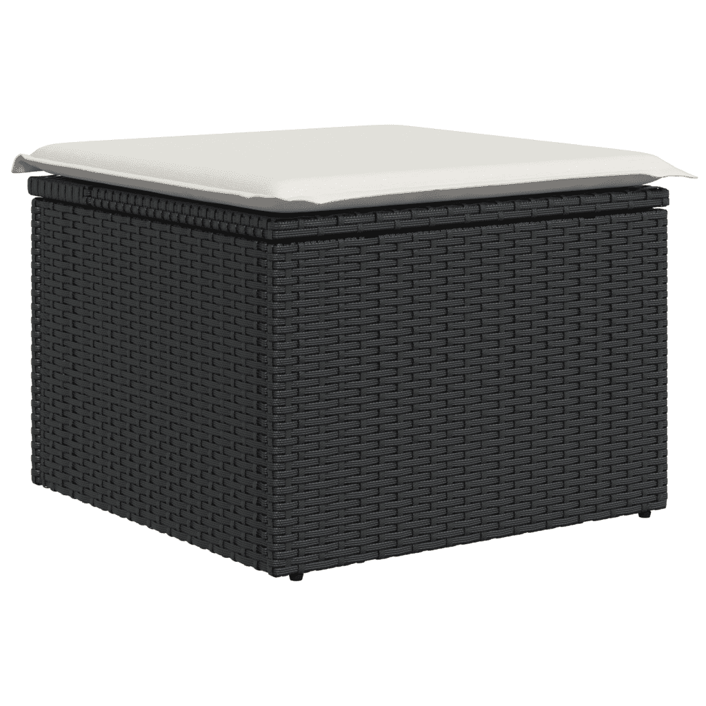 9-dijelni set vrtnih sofa s jastucima crni od poliratana Crna