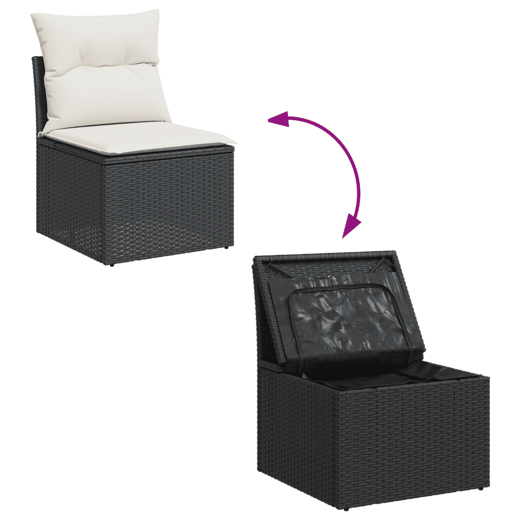 11-dijelni set vrtnih sofa od poliratana s jastucima crni Crna 65.5 x 62 x 69 cm