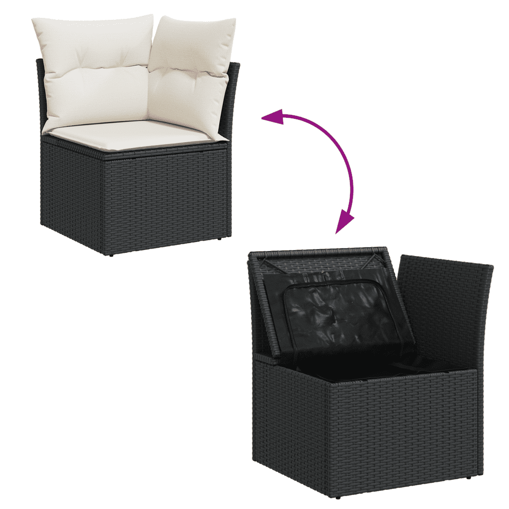 10-dijelni set vrtnih sofa s jastucima crni od poliratana Crna 83 x 62 x 69 cm