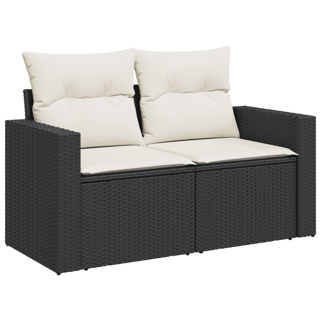 10-dijelni set vrtnih sofa s jastucima crni od poliratana Crna