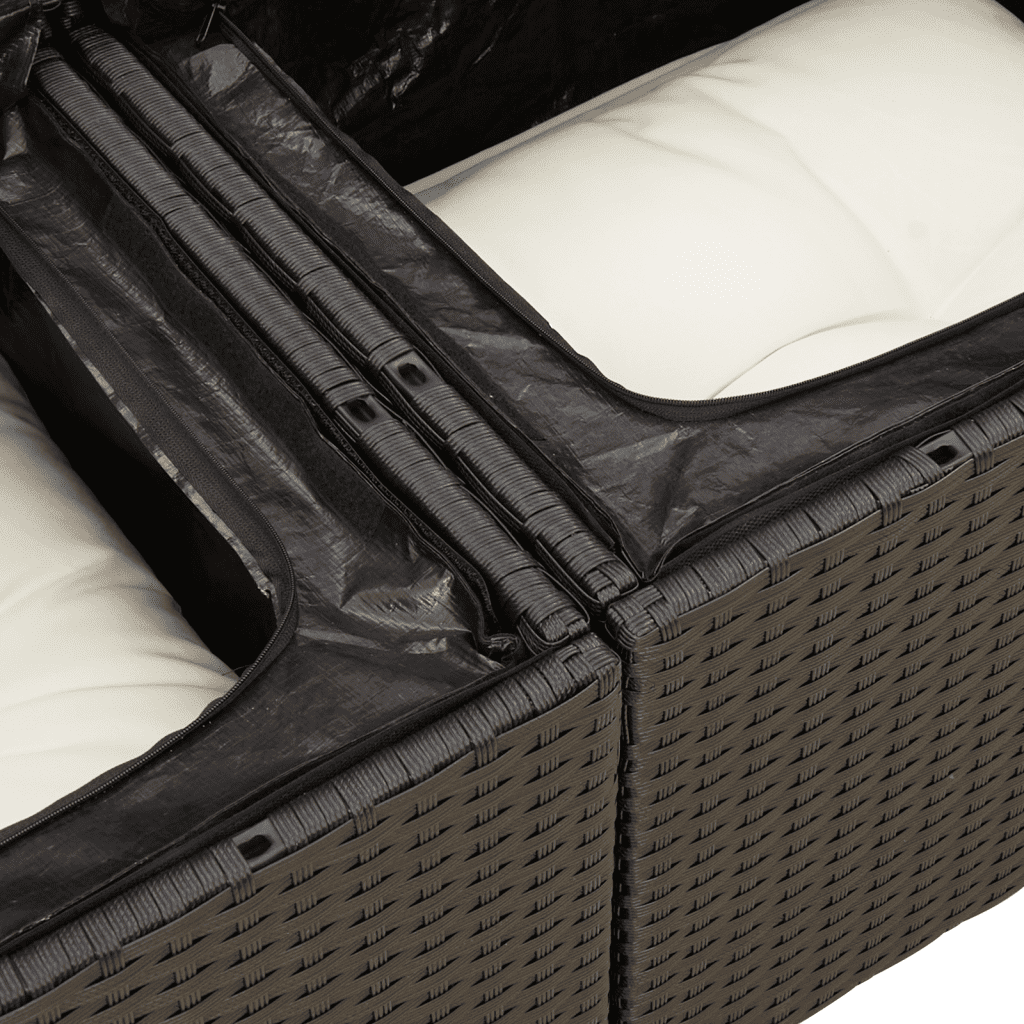 6-dijelni set vrtnih sofa s jastucima crni od poliratana Crna