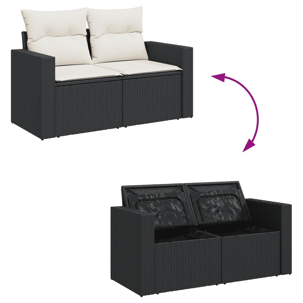 11-dijelni set vrtnih sofa od poliratana s jastucima crni Crna 65.5 x 62 x 69 cm