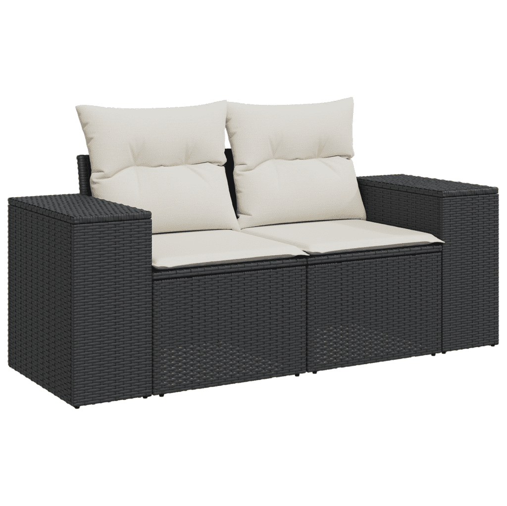 11-dijelni set vrtnih sofa od poliratana s jastucima crni Crna 83 x 62 x 69 cm