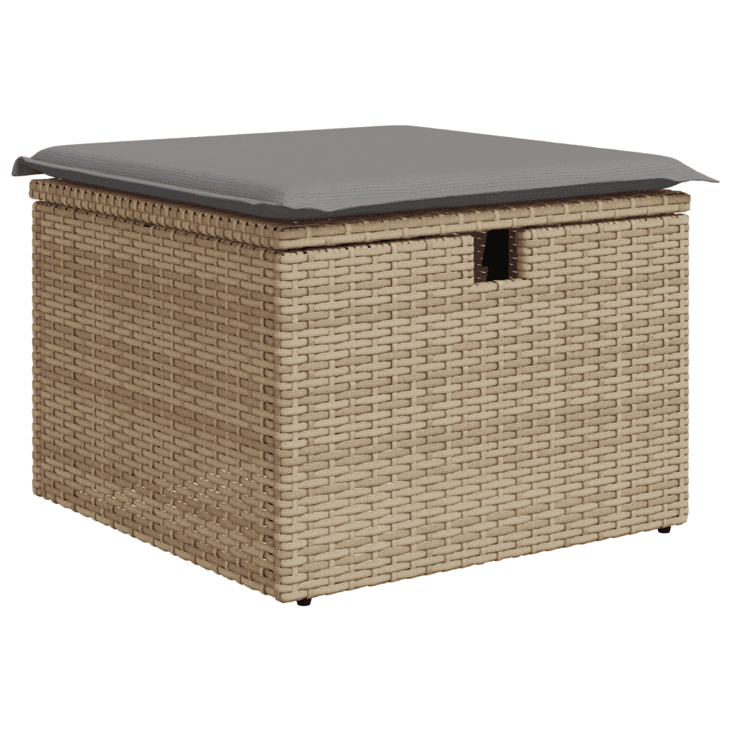 9-dijelni set vrtnih sofa s jastucima bež od poliratana 65.5 x 62 x 69 cm