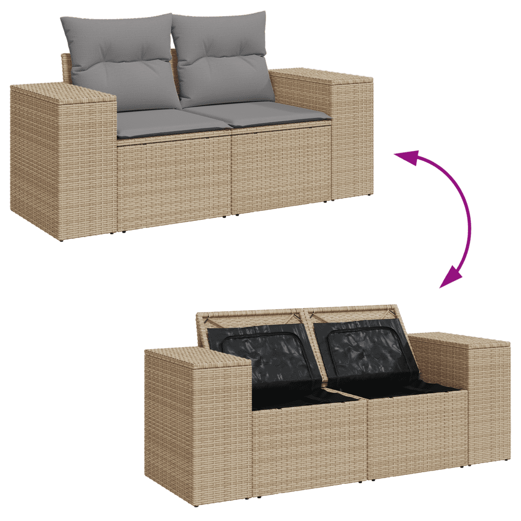 8-dijelni set vrtnih sofa od poliratana s jastucima bež 83 x 62 x 69 cm