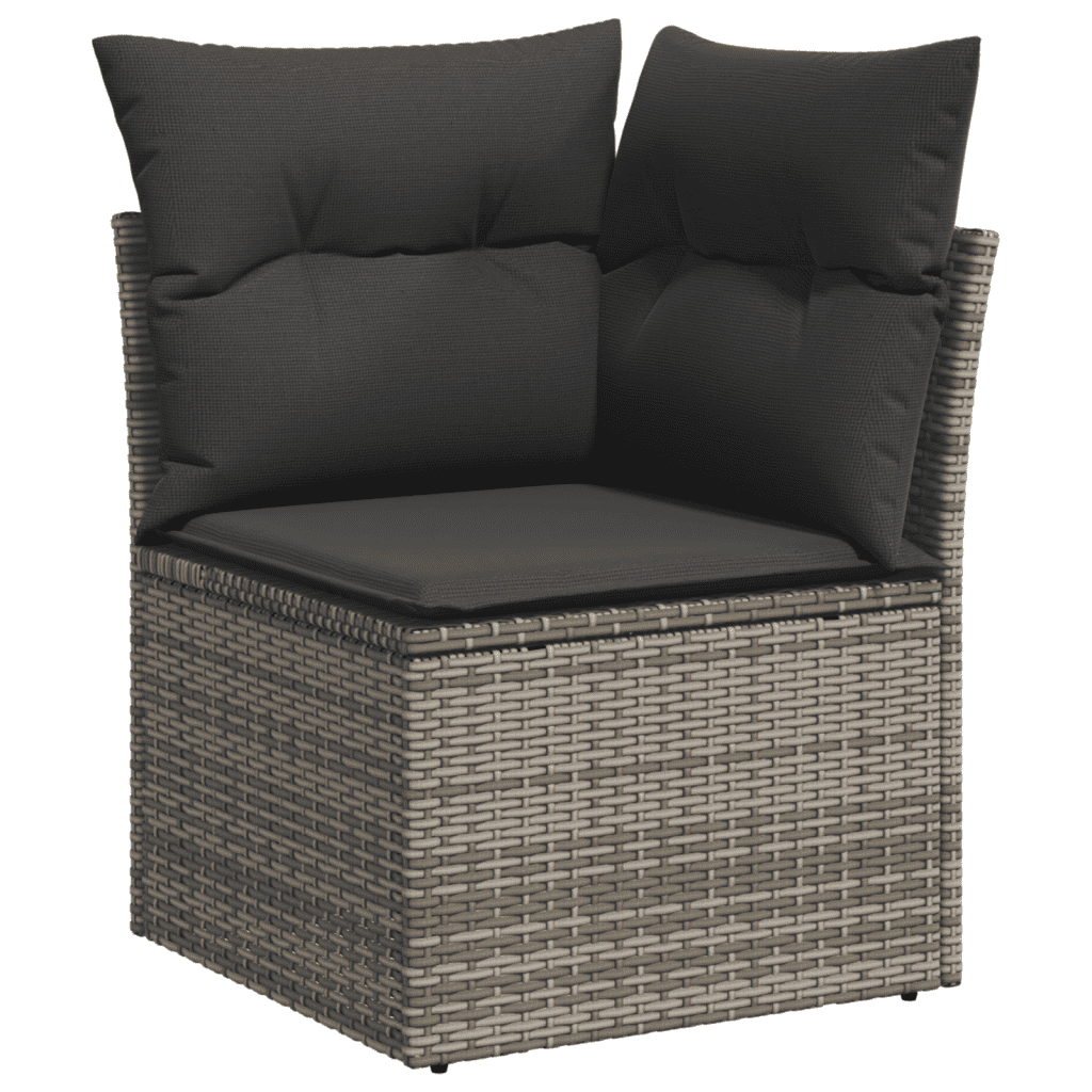 11-dijelni set vrtnih sofa od poliratana s jastucima sivi Siva