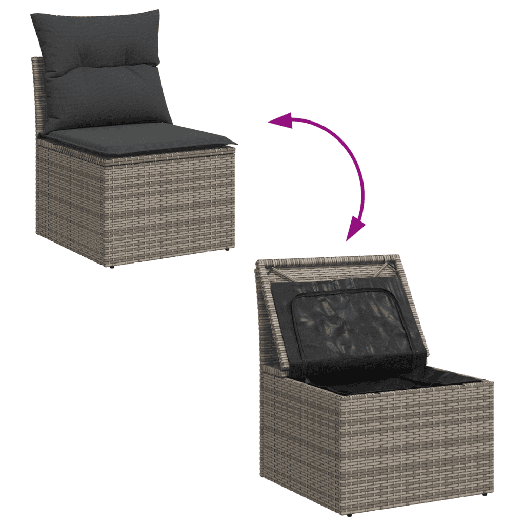 13-dijelni set vrtnih sofa od poliratana s jastucima sivi Siva