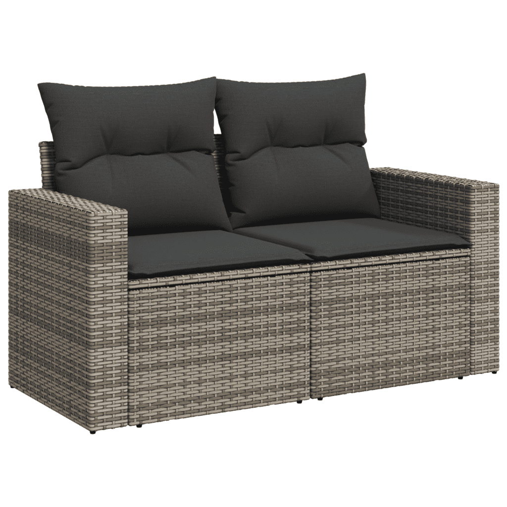 8-dijelni set vrtnih sofa od poliratana s jastucima sivi Siva