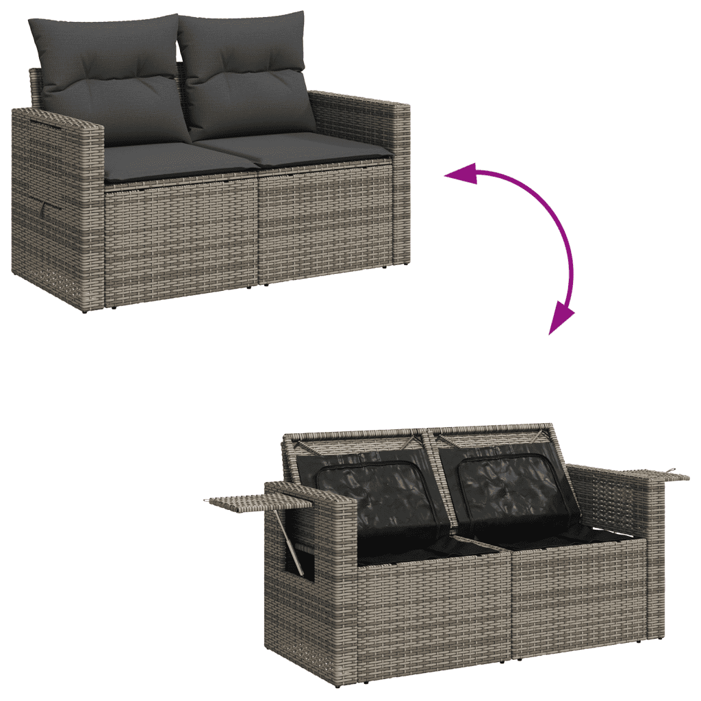 7-dijelni set vrtnih sofa sivi od poliratana Siva 65.5 x 62 x 69 cm