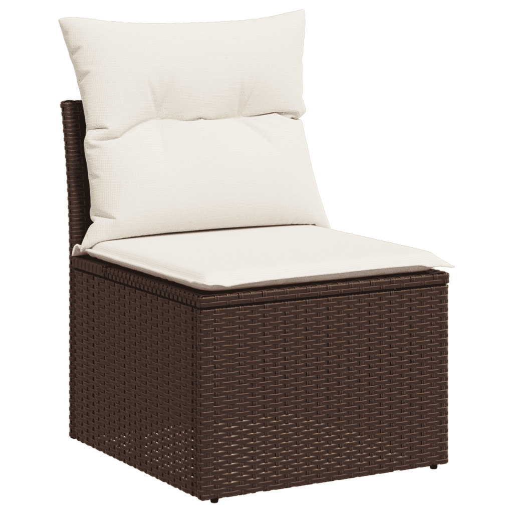 8-dijelni set vrtnih sofa s jastucima smeđi od poliratana Brown and cream