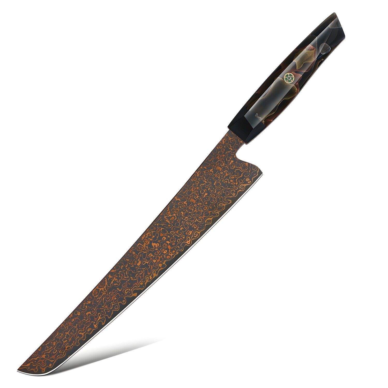 Damaskasti kuhinjski nož KU-37390 - Slicer / Crna / Smeđa KP37390