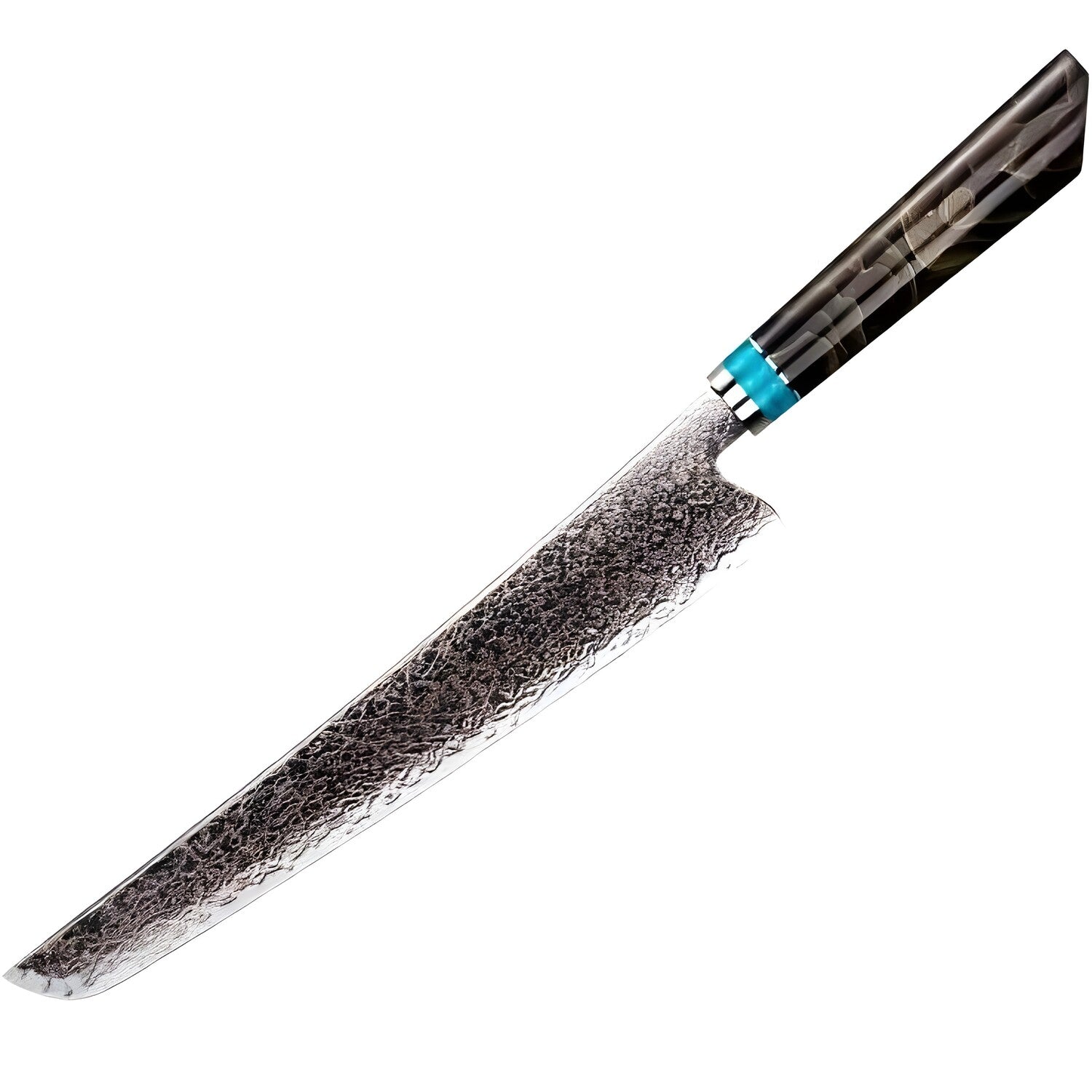 Damaskovski kuhinjski nož ZE-37412 - Slicer / Smeđa / Plava KP37412