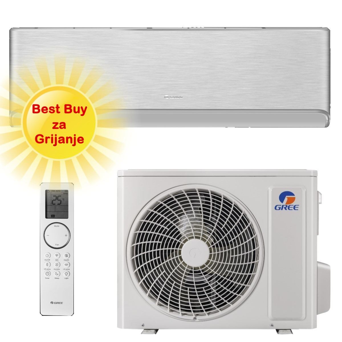 GREE KLIMA UREĐAJ 3,5kW GWH12AVCXD- Airy, za prostor do 35m2, R32, A+++ energetska klasa