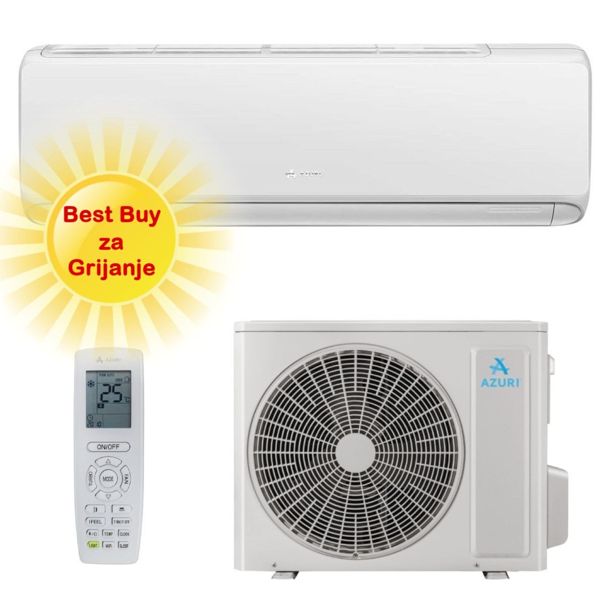 AZURI KLIMA UREĐAJ 3,51kW AZI-WM35VA- Naturalux Inverter, za prostor do 35m2, A++ energetska klasa, Wi-Fi, R-32