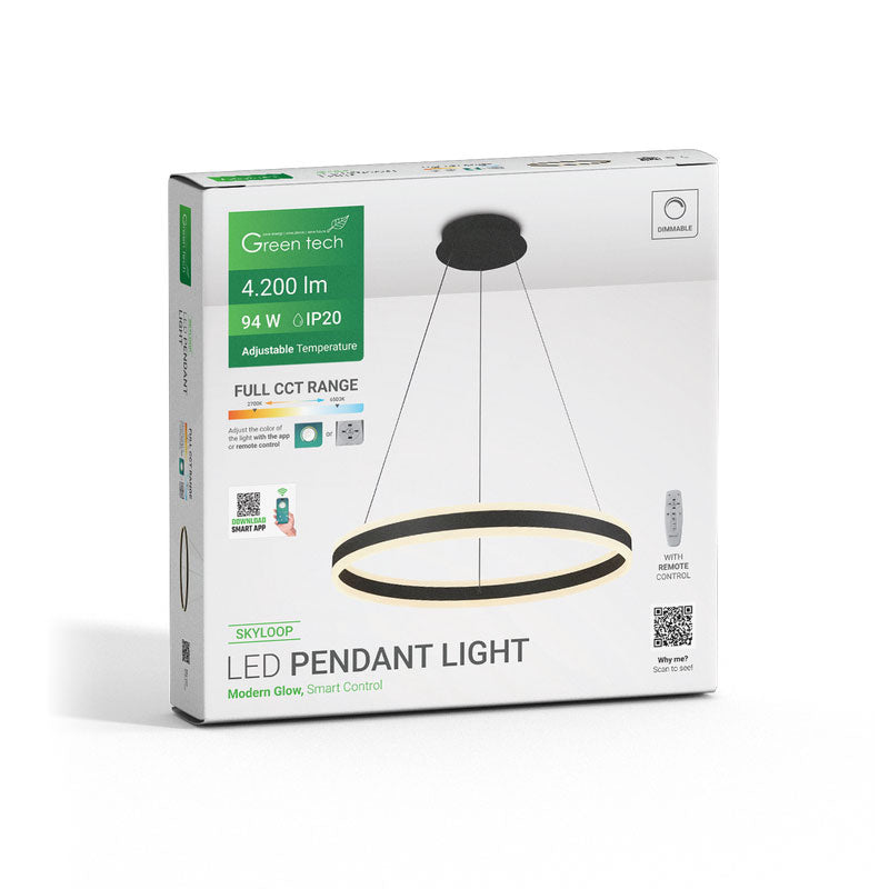 Smart dekorativna visilica Green Tech 94W, 3CCT, dim, APP + daljinski upravljač