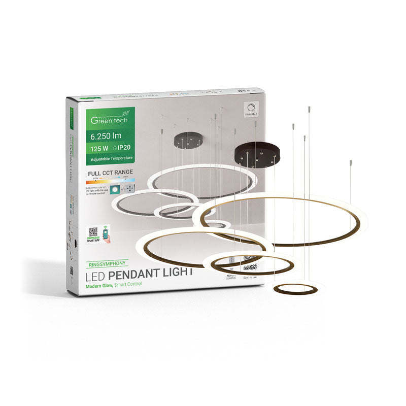 Smart dekorativna visilica Green Tech 125W, 3CCT, dim, APP + daljinski upravljač