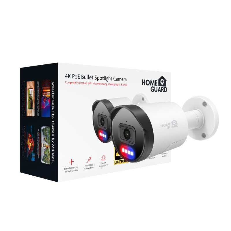 Homeguard 4K POE Bullet Spotlight kamera, svjetlosno/zvučni alarm
