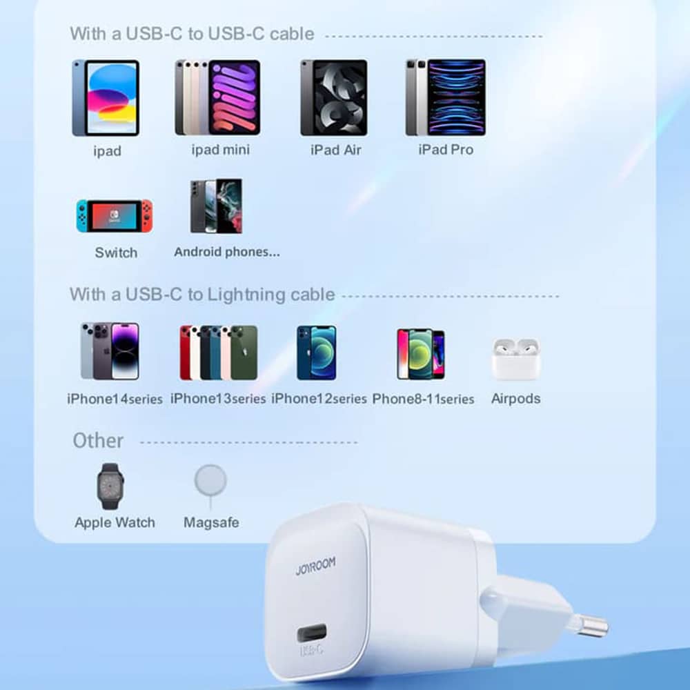 JoyRoom - Zidni punjač (JR-TCF02) - Type-C 20W s kabelom Type-C na Lightning - crni