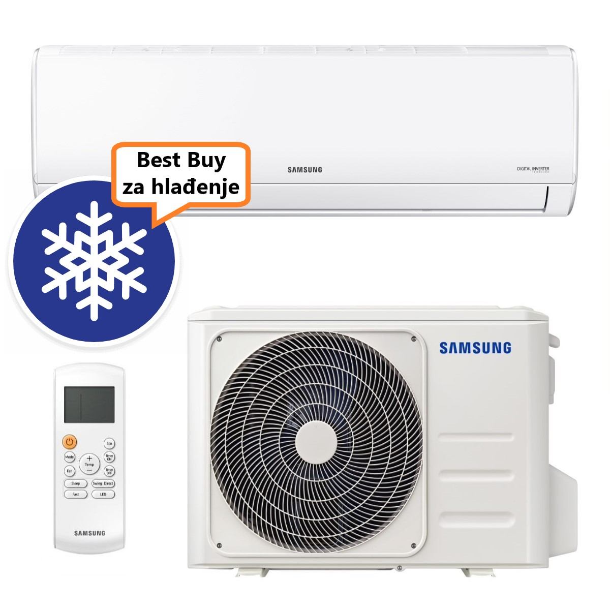 SAMSUNG KLIMA UREĐAJ 7 kW AR24BXHQASINEU- AR3500, za prostor do 70m2, A++ energetska klasa