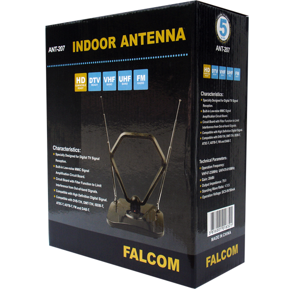 Falcom Antena sobna sa pojačalom, UHF/VHF, crna - ANT-204