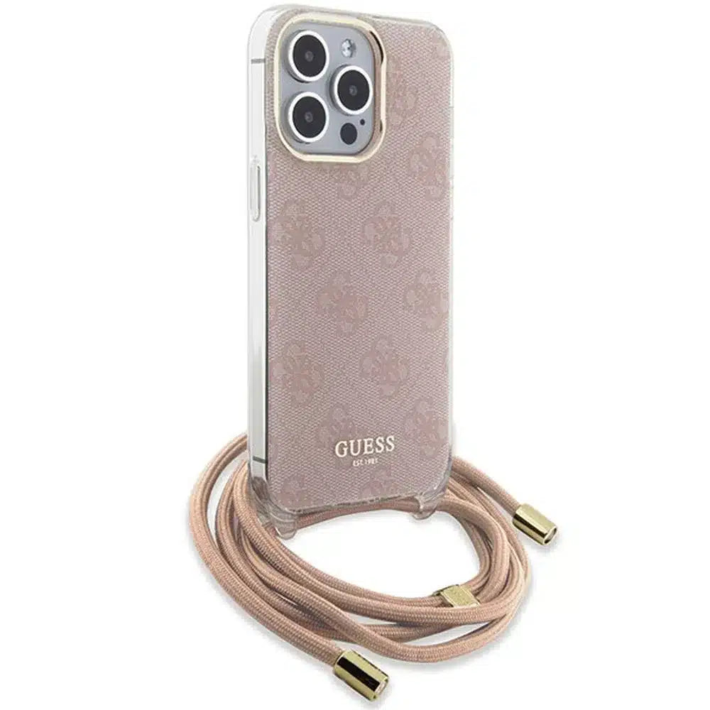 Originalna GUESS Hardcase GUHCP15XHC4SEP torbica za iPhone 15 Pro Max (Crossbody Cord 4G Print / roza)