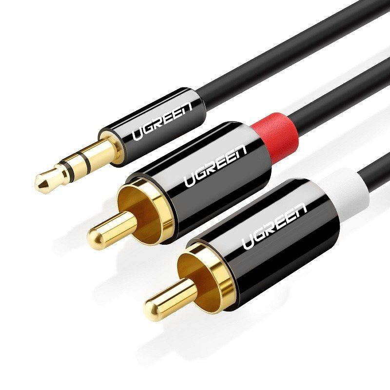 Ugreen 10584 audio kabel 2 m 2 x RCA 3.5mm Crno