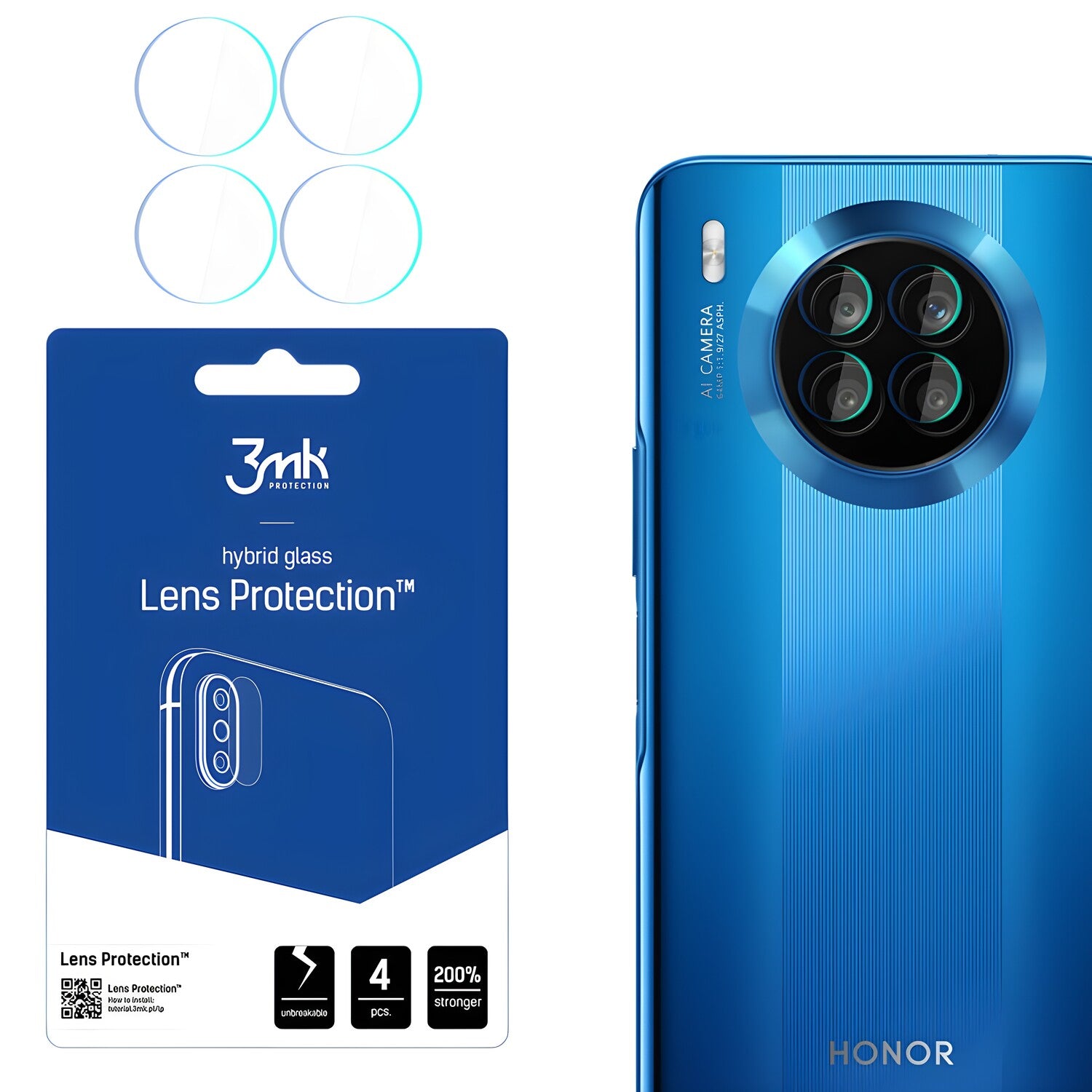 4x Staklo za kameru 3mk za Honor 50 Lite - Prozirna KP20566