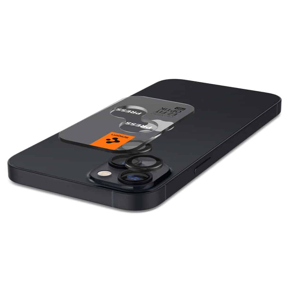 SPIGEN OPTIK.TR EZ FIT ZAŠTITNO KALJENO STAKLO ZA KAMERU 2-KOM ZA IPHONE 14 / 14 PLUS/ 15 / 15 PLUS CRNO