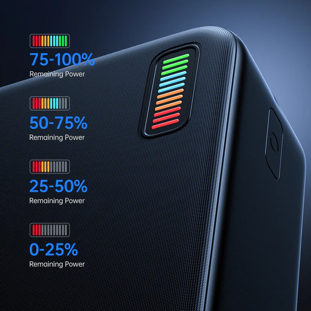 JoyRoom - Power Bank Dazzling Series (JR-QP196) - 2xUSB- Type-C- Micro-USB- LED za provjeru baterije- 22.5W- 30000mAh - crna