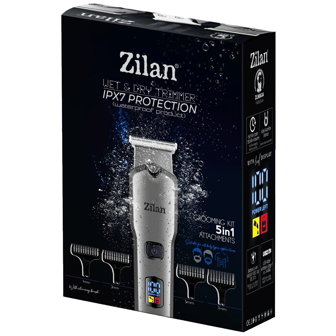 Zilan Aparat za šišanje, 5u1, IPX7 - ZLN8634 Poseidon