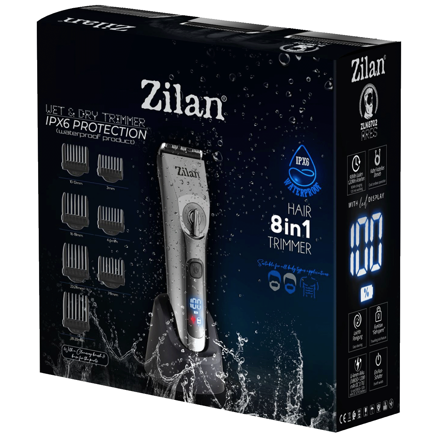 Zilan Aparat za šišanje, trimer, 8u1, IPX6 - ZLN8702 Ares