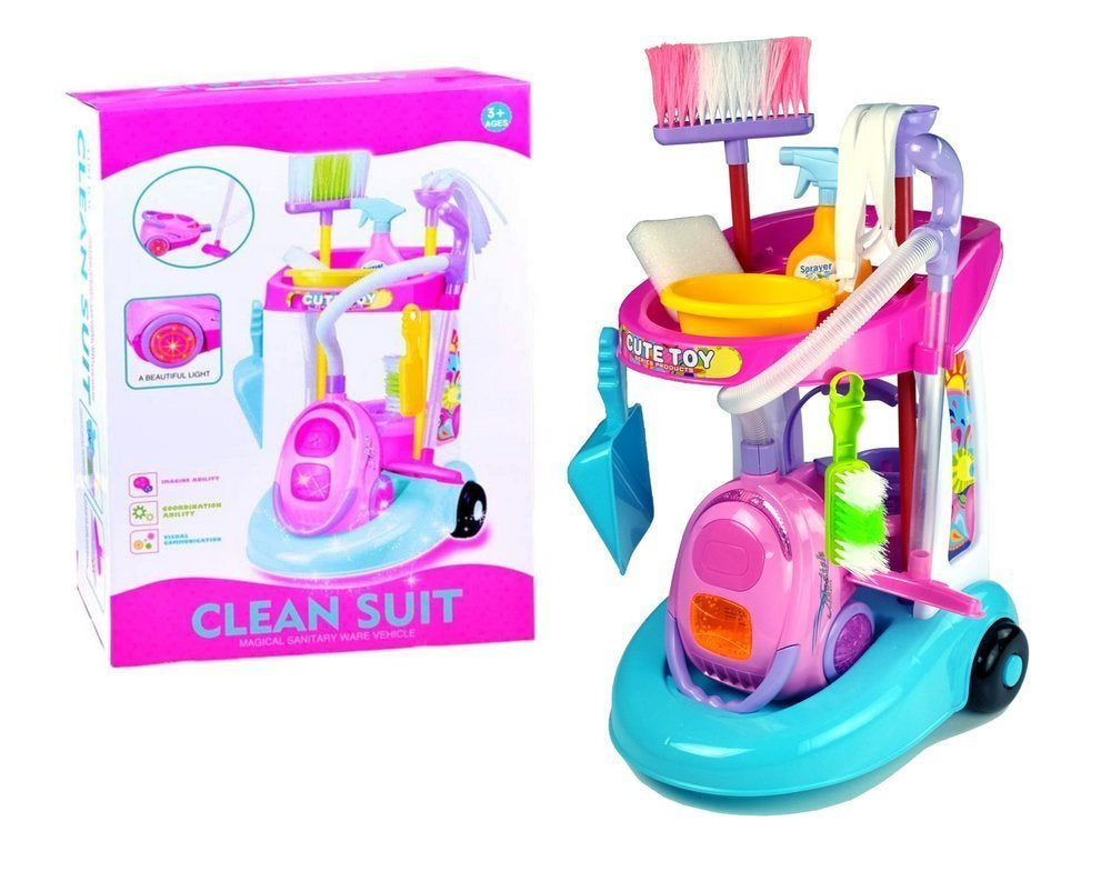 Cleaning Set on a Cart with a Vacuum Cleaner