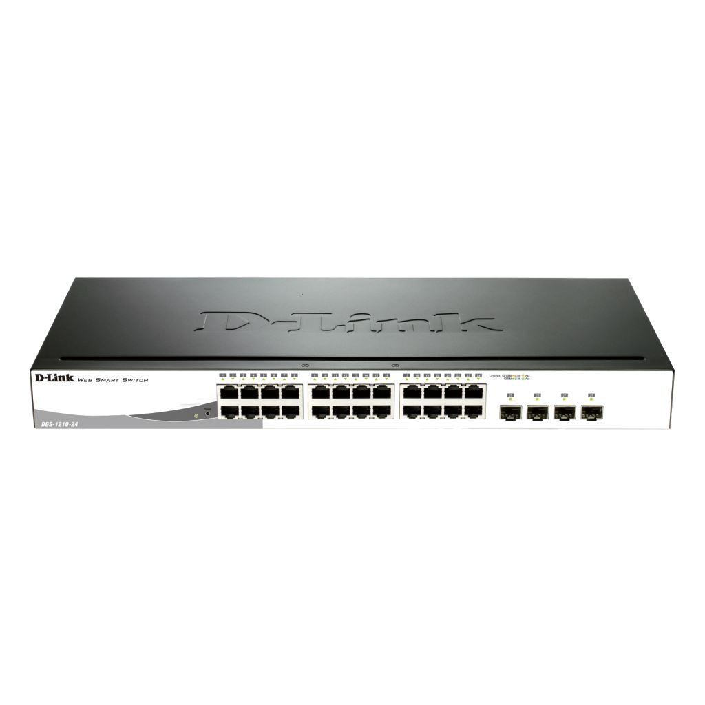 D-Link DGS-1210-24P mrežni prekidač Upravljano L2 Gigabit Ethernet (10/100/1000) Podrška za napajanje putem Etherneta (PoE) Crno