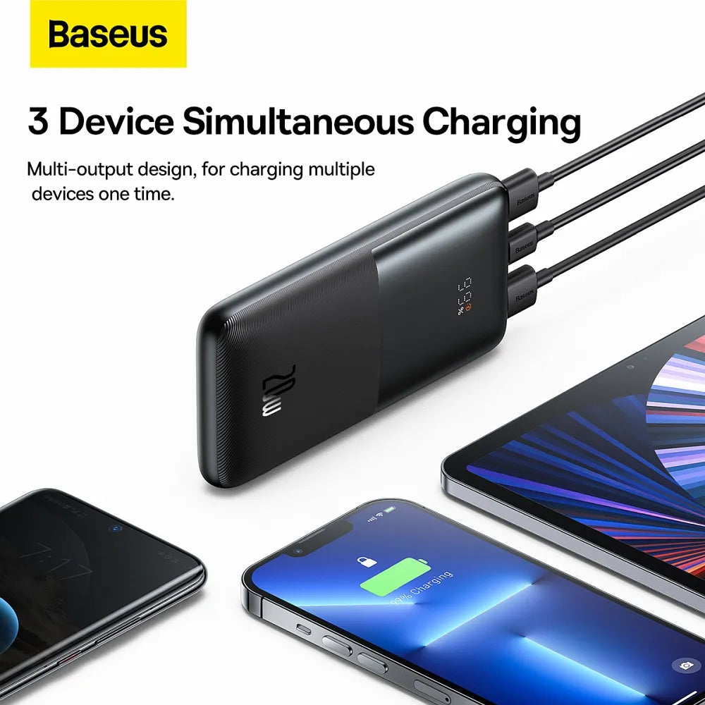 BASEUS powerbank 10.000 mAh + USB A na tip C PD QC3.0 3A 20W PPBD040201 crni