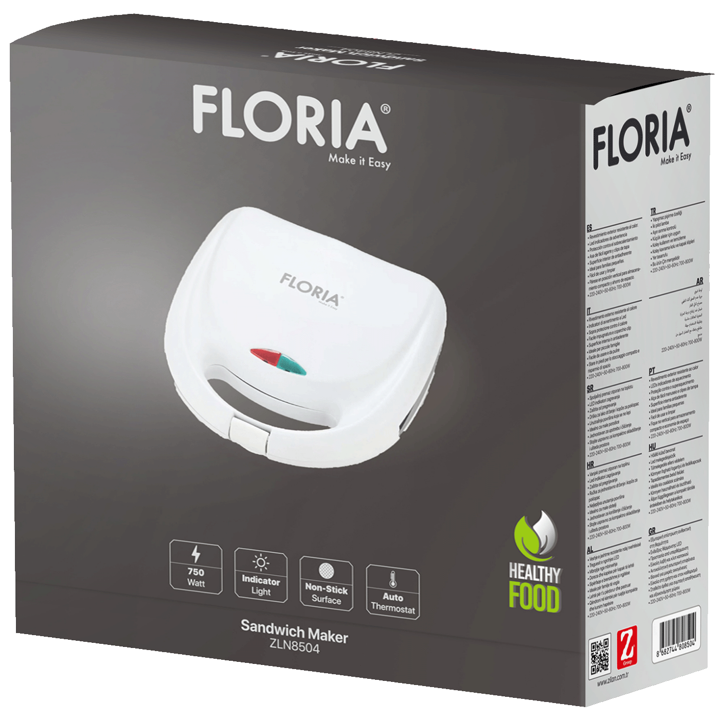 Floria Sendvič Toster, LED indikator, 800 W, crna - ZLN7941