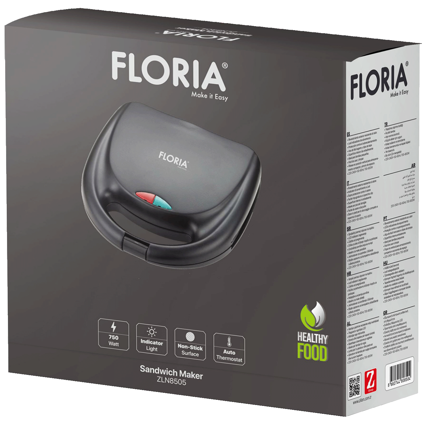 Floria Sendvič Toster, LED indikator, 800 W, crna - ZLN7941