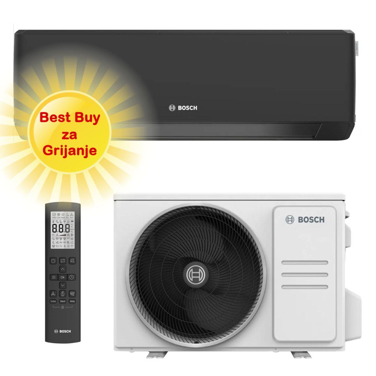 BOSCH KLIMA UREĐAJ 2,6 kW CL7000-Set 26 WE, za prostor do 25m2, A+++ energetska klasa, R32