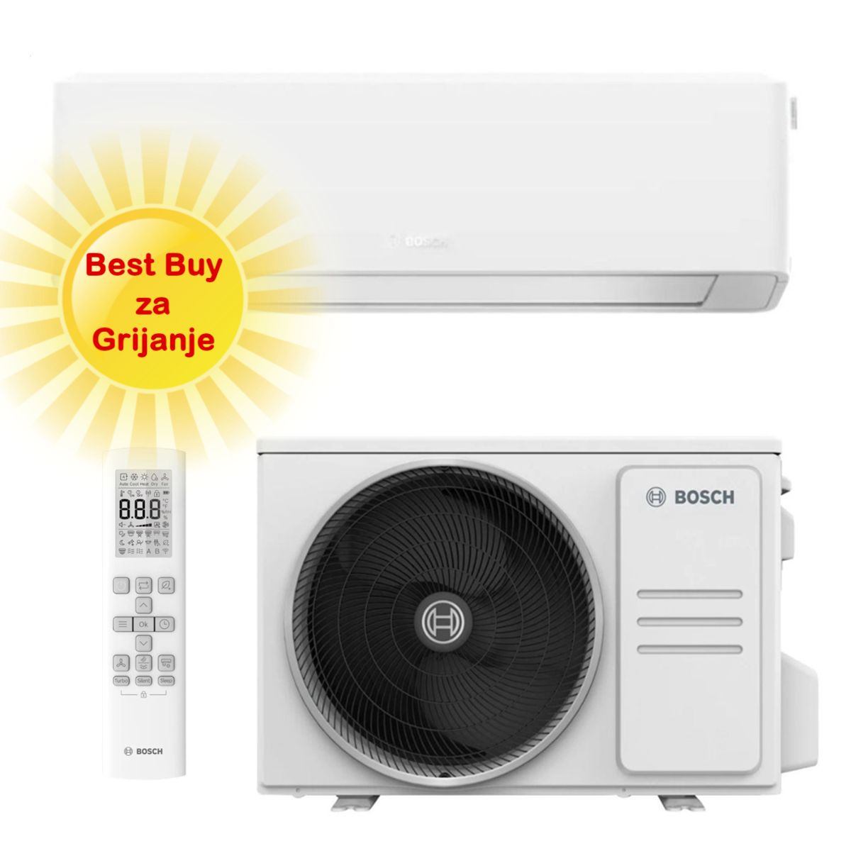 BOSCH KLIMA UREĐAJ 3,5 kW CL7000-Set 35 WE, za prostor do 35m2, A+++ energetska klasa, R32