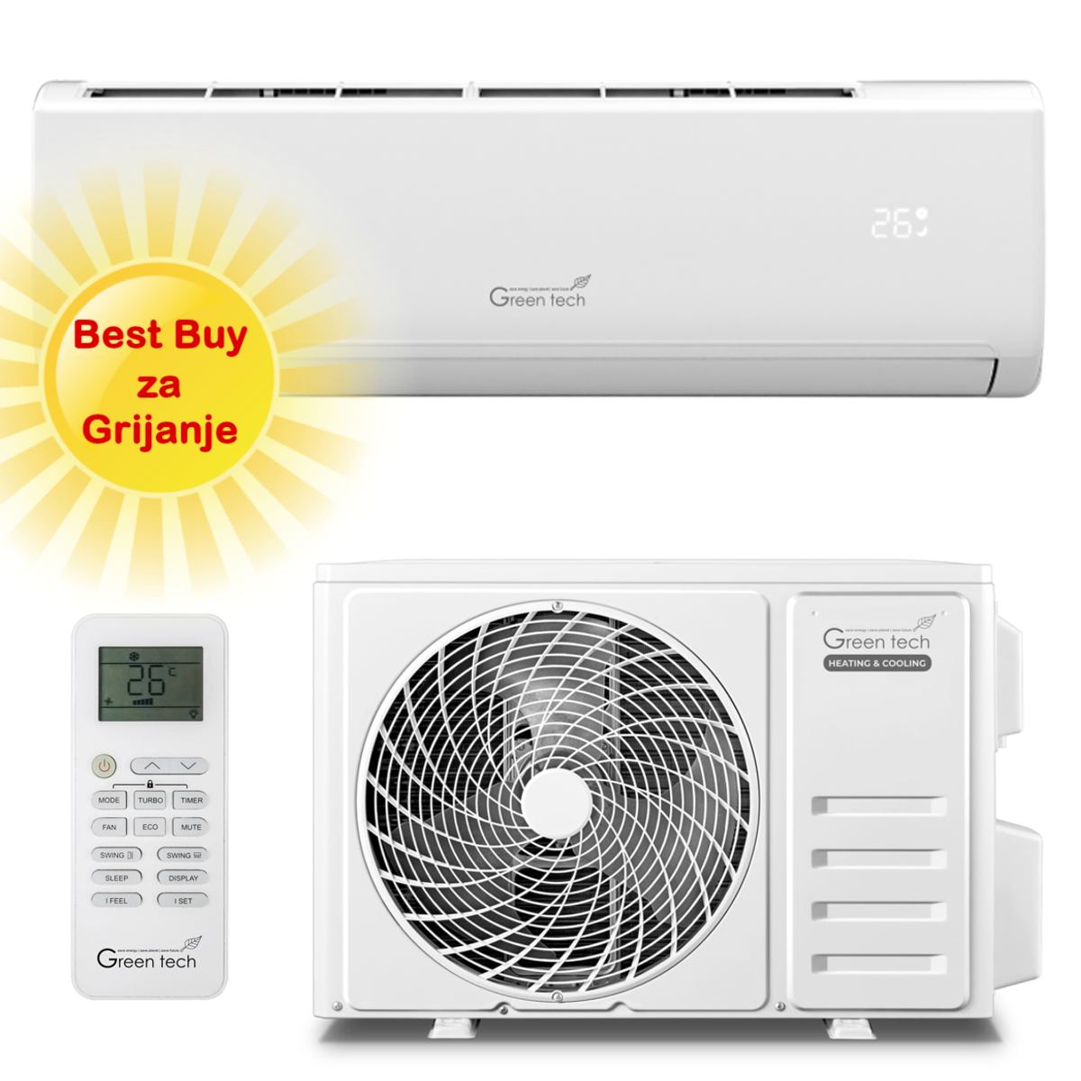 GREEN TECH KLIMA UREĐAJ 5,1kW 18-IND2-WIFI, za prostor do 50m2, A++ energetska klasa, R32