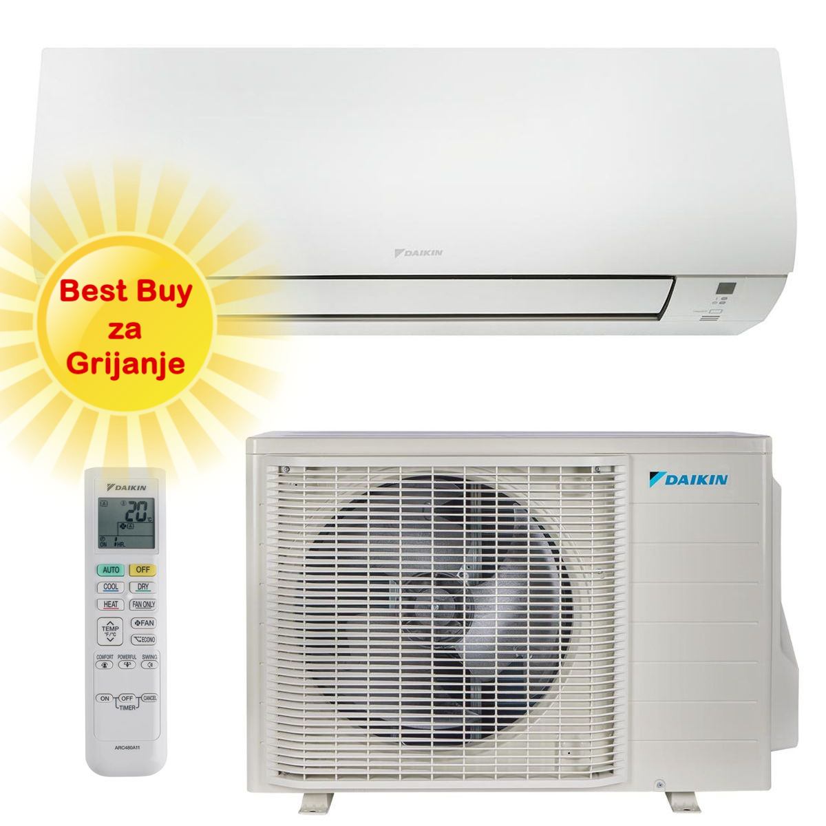 DAIKIN KLIMA UREĐAJ 2,5kW FTXTP25N/RXTP25A - Comfora Nepura (optimizirana za grijanje), za prostor do 25m2, A+++ energetska klasa, R-32