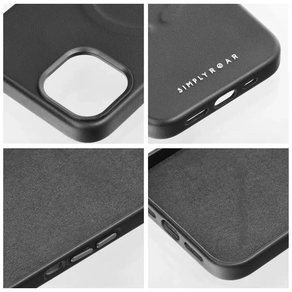 Roar kožna Mag Case maska kompatibilna s MagSafeom – za iPhone 14 Plus crna