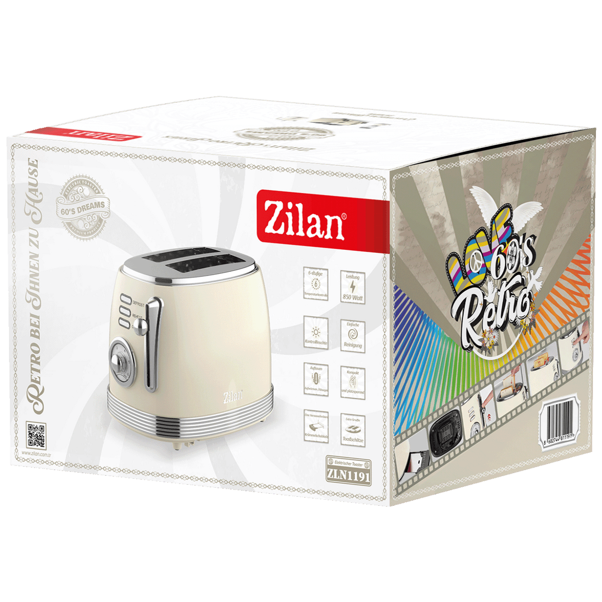 Zilan Toster, 2 otvora za kruh, 6 nivoa grijanja, 850W, Retro - ZLN1191