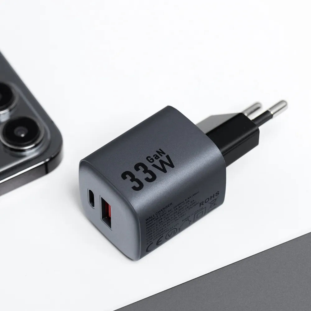 Forcell F-Energy GaN USB C + USB A QC4.0 PD 3A 33W VT-31 sivi punjač za telefon
