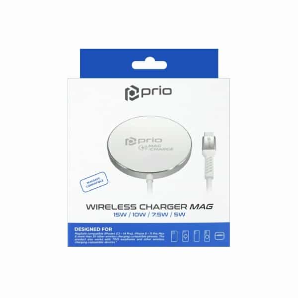 PRIO 15W bežični punjač MagSafe (USB C) srebrni