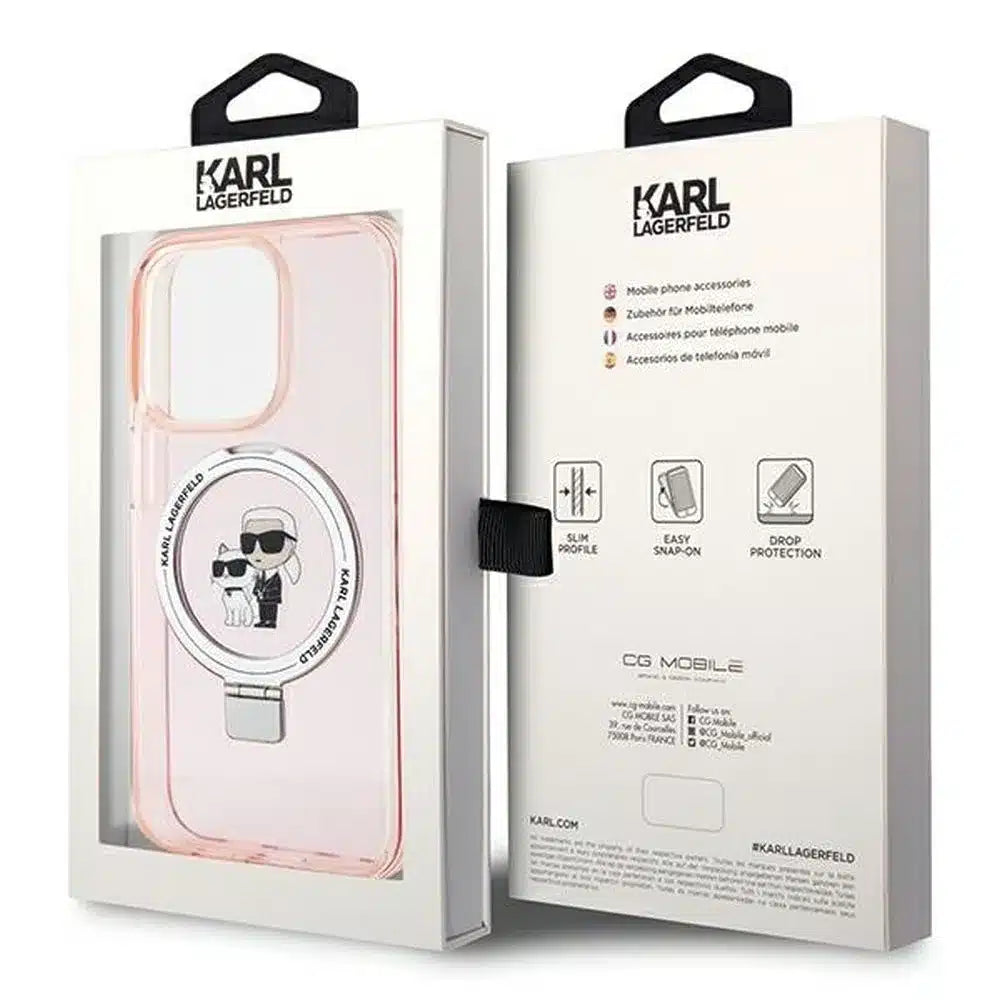 Original KARL LAGERFELD Hardcase maska za iPhone 15 Pro Max (Magsafe / Ringstand KC / pink)