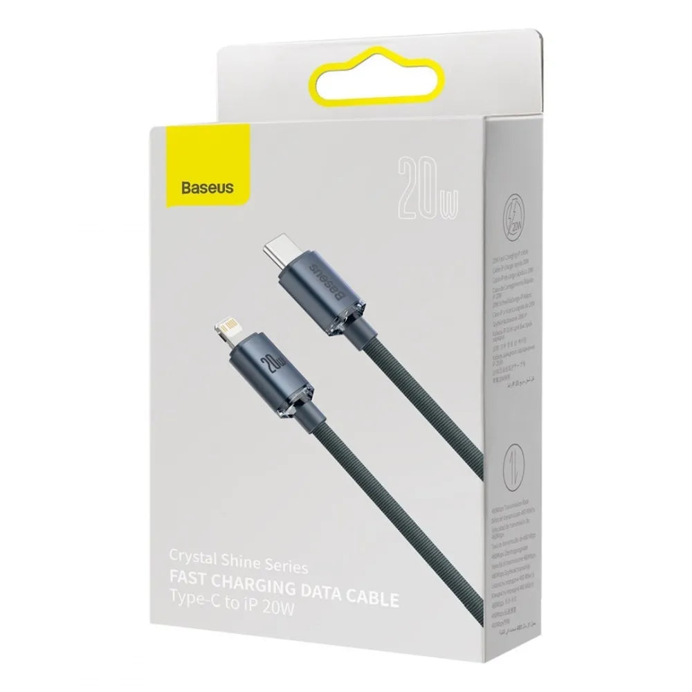 BASEUS kabel Type C za Apple Lightning 8-pinski PD20W Power Delivery Crystal Shine 2m crni